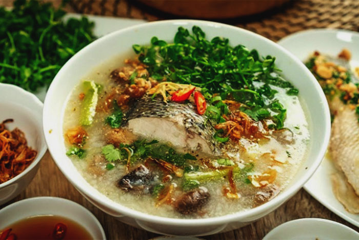 Snakehead Fish Porridge with Bitter Vegetables